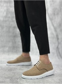 Resim Byshoes BA0003 Bağcıklı Klasik Spor Keten Hardal Beyaz Taban Casual Erkek Ayakkabı 