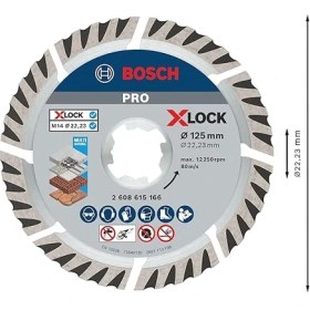 Resim Professional Elmas Kesme Diski, Standart (Evrensel, X-Lock, Delik Çapı: 22,23 Mm, Kesme Genişliği 2 Mm), 2608615166, Gri, 12,5 cm 