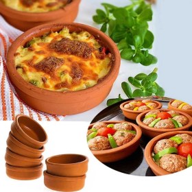 Resim 6'lı Toprak Güveç Kase Toprak Güveç Seti Fırın Sütlaç Kase Güveç Kabı 