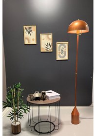 Resim Toms Bakır Lambader Modern Dekoratif Metal Tasarım Şık Yerde... Bakır 