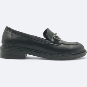 Resim Mirth Siyah Kadın Loafer Toka Detaylı Mat Suni Deri Makosen Günlük Ayakkabı Siyah 