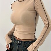 Resim Kadınların Zarif Yüksek Esneklikli Örgü Turtleneck Üstü - Uzun Kollu, Kaburga Dokusu, İnce Kesim, Bahar/Yaz/Sonbahar İçin 