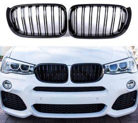 Resim Bmw X3 Serisi F25 2014-2018 Uyumlu M Panjur ( Çift Çizgi Böbrek / Pıano Black ) 
