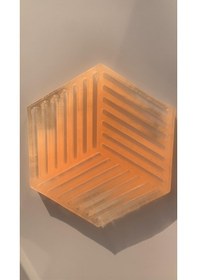 Resim Turuncu Simli Süslemeli Epoksi Bardak Altlığı Geometrik Desen Turuncu 