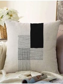Resim RealHomes Soyut Tarzda Onedraw Çizimli Dijital Baskılı Dekoratif Raşel Örme Yastık Kırlent Kılıfı, Sonil-K10310-43x43cm 