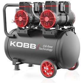 Resim Kobb KBK50S2 4.0 Hp 50 L 8 Bar Çift Motorlu Yağsız Sessiz Taşınabilir Hava Kompresörü 