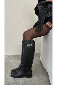 Resim FUNDA AKIN Mi Luz Binici Model Toka Detaylı Siyah Çizme 