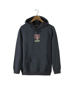 Resim Veaven Unisex Füme Kapüşonlu Önü Anime Kız Çocuk Baskılı Slim Fit Kanguru Cepli Sweatshirt Füme 
