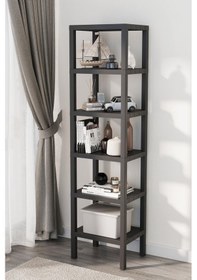Resim Shelf 6 Katlı Düzenleyici Plastik Raf Ünitesi Siyah, Kitaplık, Mutfak, Banyo Rafı Dolabı, Saksılık Siyah 