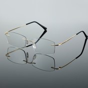 Resim 1 adet Dikdörtgen Çerçevesiz Vintage Klasik Günlük Moda Şeffaf Gözlükler, günlük yaşam ve giyim aksesuarları için uygun 