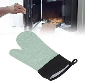 Resim Fdit Silikon Fırın Eldivenleri, Kaymaz Mutfak Pişirme Eldivenleri Yüksek Sıcaklığa Dayanıklı 2 Parmak Uzunluğunda Barbekü, Fırın, Pişirme için (Yeşil) 