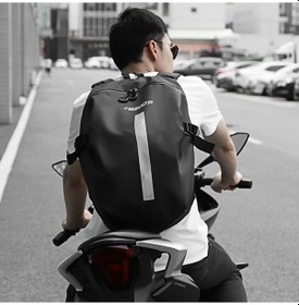 Resim Lemestar Bsddp Rh-a0809 Motosiklet Kask Çantası - Gece Reflektif, Çift Yönlü Fermuar, Oxford Kumaş, Siyah Siyah 