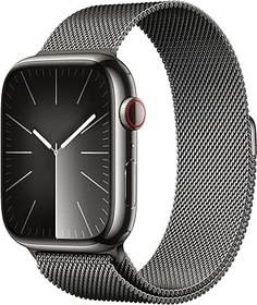 Resim Apple Watch Series 9 GPS + Cellular 45 mm Grafit Rengi Paslanmaz Akıllı Saat Çelik Kasa ve Grafit Rengi Milano Loop. Fitness Takibi, Kanda Oksijen Çelik EKG Uygulamaları, Hep Açık Retina Ekran 