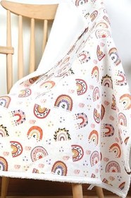 Resim Fluffy Bebek Battaniyesi 80x100 Cm Gök Pudra Kundak Puset Çift Taraflı Koyun Tüyü Battaniye 100x80 