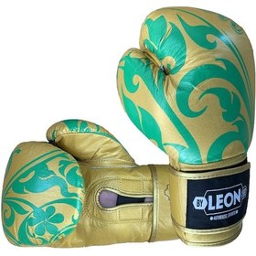 Resim Leon Flower Deri Kick Boks Ve Muay Thai Eldiveni Altın Sarısı Altın 