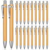 Resim 100 Adet EcoPens Bambu Ahşap Tükenmez Kalem, 1.0mm Orta Uç, Geri Çekilebilir, Yuvarlak Gövde, Siyah Mürekkep, Ofis ve Okul Yazma Kırtasiye 