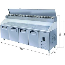 Resim Galleyz Make Up Buzdolabı - 4 Kapılı - Mermerli - Yüksek 250x70x130 Cm 