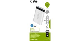 Resim Sbs İntelligent Fast Charge 10.000mAh 2xUsbA + Type-C Çıkışlı Led Göstergeli Powerbank Beyaz 