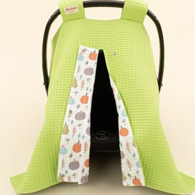 Resim Puset Örtüsü - Çift Taraflı - Fıstık Yeşili Petek - Yeşil Balkabağı 