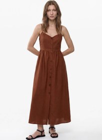 Resim Koton Loose Fit İp Askılı Kadın Elbise 6SAK80029PW Kahverengi 