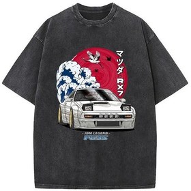 Resim Dshztooma Vintage Kısa Kollu Anime Drift Ae86 Yarış Araba T-shirt Takumi Fujiwara Jdmyellowerkek Yellow 