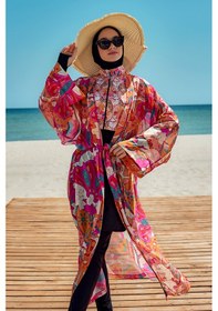Resim Remsa Mayo Remsa Tesettür Mayo Üzerine Tek Kaftan Kimono Pareo Oranj Rp034 Festival Oranj 