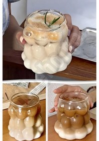 Resim Tilbe Home Boncuklu Pipetli Cam Bardak Üzüm Tanesi Şeklinde Meşrubat Bardağı Seti 2'li 350 ML 