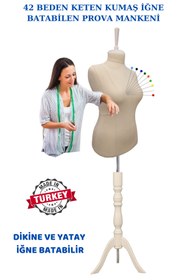Resim Manken İstanbul 42 Beden Yüksek Kalite Keten Kumaşlı Prova Mankeni Terzi Mankeni Ket-01 