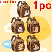 Resim XL Bag Shop 1 Adet Sevimli Kapibara Baskılı Kontrast Renk Naylon Sırt Çantası - Okul, Gezinti Partileri için Ayarlanabilir Askılı & Çoklu Bölümlü Büyük Kapasiteli Hafif Kolej Çantası, Parti Aksesuarı, Eğlenceli Tasarım, Fermuarlı Kapatma 
