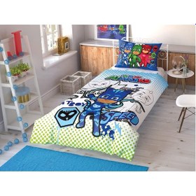 Resim Taç Lisanslı Nevresim Takımı Tek Kişilik Çek Canlandır PJ Masks 