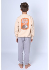 Resim Erkek Çocuk Eşofman Takımı Sırt Baskılı Ribanalı C58 Gri 