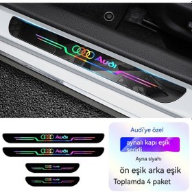 Resim Jzcat 4 Adet Araba Kapı Eşiği Diş Açma Önleyici Koruma Etiketi Kapı Eşiği Çizilmez Aşınma Şeritleri-audı Ayna Siyahı 