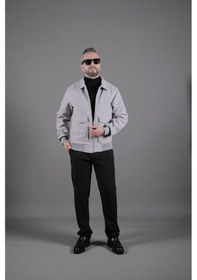Resim Ohepmoda Torba Cepli Ribanalı Erkek Kaşe Kaban Mont Gri 