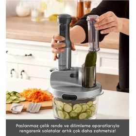 Resim Karaca Sebze, Et ve Meyve Dilimle Doğra Karıştır Rendele Çırp Smoothie Yap 6 Bıçaklı 2500W Yüksek Güçlü Premium Mutfak Robotu & Blendır Inox 