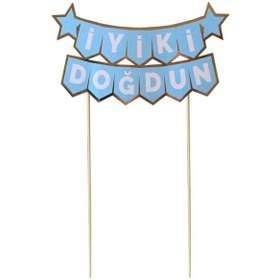 Resim Pasta Üstü Banner İyi Ki Doğdun Mavi Altın 