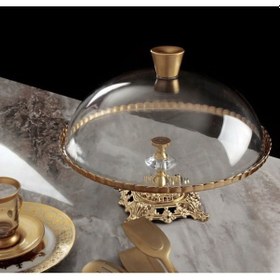 Resim Alfafe Home Paşabahce Cam Kapaklı Lüx Pasta,kek Fanusu Gold 