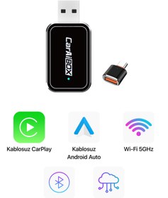 Resim METONTECH mini Kablosuz CarPlay & Android Auto Dönüştürücü | 2in1 Multimedya Adaptörü | USB - TYPE-C | Ai Box 