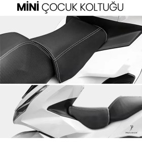 Resim PROVANCE HONDA Dio Activa Motosiklet Çocuk Koltuğu, Siyah Deri, KOLSUZ, 4-8 Yaş Arası, HEDİYELİ 