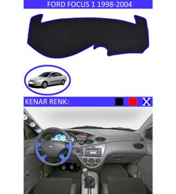 Resim Ford Focus 1 1998-2004 İçin Uygun Torpido Koruma Halısı Siyah Kenar Renk Mavi 