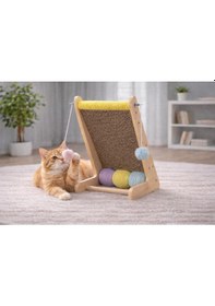 Resim Pureza Ahşap Gövde Kedi Tırmalama Tahtası Oyun Ve Tırmalama Platformu Kedi Oyuncağı Halat Sarımlı Toplu Oyun Alanı 