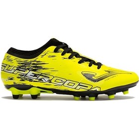 Resim Joma Supercopa 2309 Lemon Fluor Black Fırm Ground Krampon Ve Halı Saha Ayakkabısı Sarı 