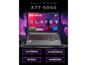 Resim Game Garaj Slayer X7T-5060 C6 Intel Core I7 14650HX 32GB Ram 1tb SSD RTX5060 16" Qhd+ 180Hz IPS Freedos Gaming Laptop 