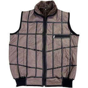 Resim Lnleather Içi Kürk-Dışı Süet Gerçek Deri Yakalı Ve Trikolu Yelek Bej 