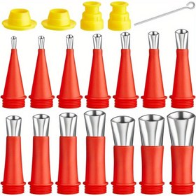 Resim 18 adet Sızdırmazlık Bitirme Kiti, 14 adet Yeniden Kullanılabilir Paslanmaz Çelik Sızdırmazlık Nozulu Uygulayıcıları ve 4 adet Bağlantı Tabanı Yedek Parçası İçerir. Banyo Mutfak Kapı Pencere Lavabo Birleşimleri İçin Atölyelerde Kullanım İçin 