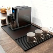 Resim 1pc-2-in-1 Yükseltilmiş Kenarlı Silikon Kahve Matı, 59.94cm x 39.88cm Boyutlu Kahve Barı Sayacı Koruyucu, Kesici Drying Mat - Kahve Makinesi Aksesuarları Altında Uygun, Espresso Makineleri, Bulaşık Drying Mat, Kaymaz Kahve Barı Matı ile Çıkarılabilir Emici Ped, Çok Fonksiyonlu, Isıya Dayanıklı, Dekoratif Mutfak Aksesuarı 