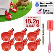 Resim 6/12/20 Adet Otomatik Tavuk Sulukları ve Temizleme Fırçası - Premium PP Kendiliğinden Durduran Dispenserler | Dayanıklı, Alet Gerektirmeyen Kurulum | Tavuklar, Ördekler ve Kuşlar İçin İdeal | Sızdırmaz & Kolay Dolum 