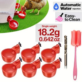 Resim 6/12/20 Adet Otomatik Tavuk Sulukları ve Temizleme Fırçası - Premium PP Kendiliğinden Durduran Dispenserler | Dayanıklı, Alet Gerektirmeyen Kurulum | Tavuklar, Ördekler ve Kuşlar İçin İdeal | Sızdırmaz & Kolay Dolum 