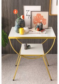 Resim Yan Sehpa Komodin Metal Ayak Gold Beyaz Çok Renkli 