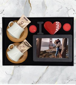 Resim Bambu Fincan Takımı Ve Kişiye Özel Fotoğraflı Resim Çerçevesi Seti 