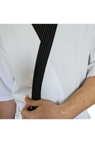 Resim FORMTEKS Sushi Şef Kimono Ceketi Beyaz Çizgili 